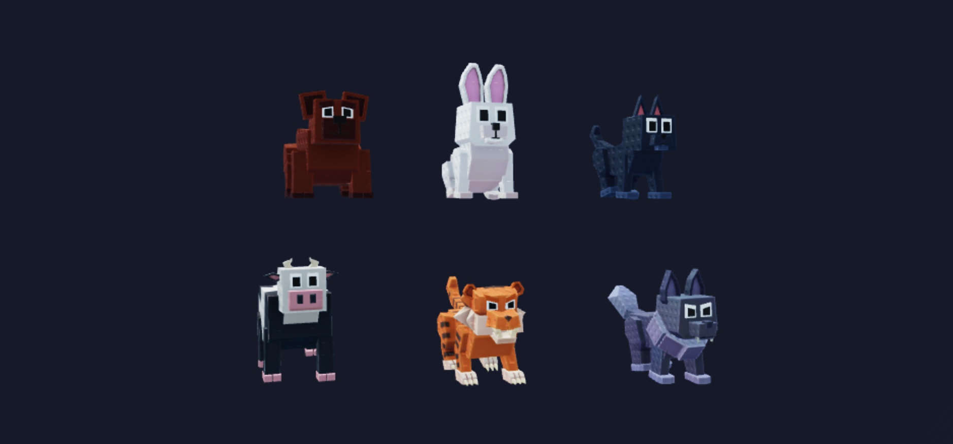 Animal Pack 3: selected models viewed from the front
