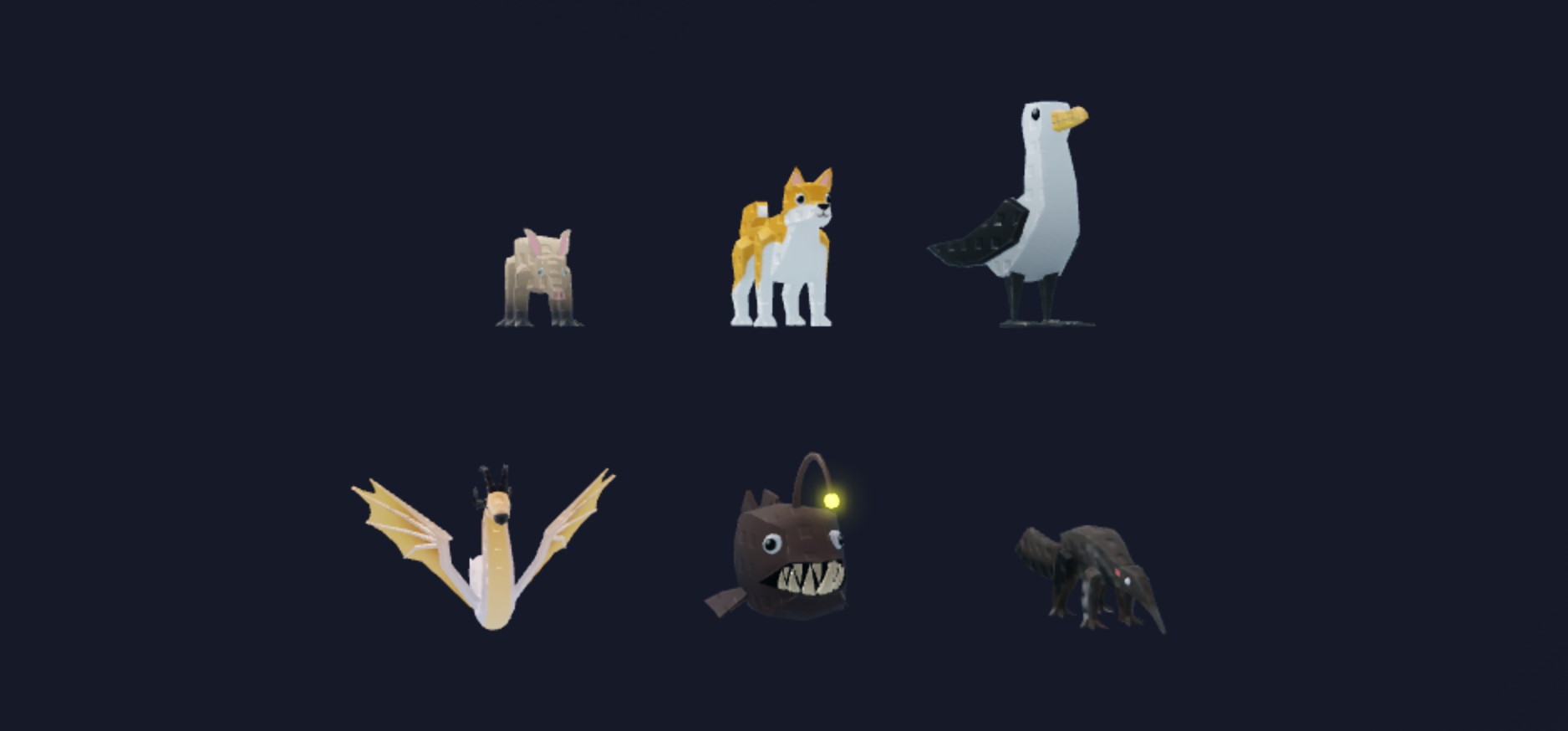 Animal Pack 4: selected models viewed from the front