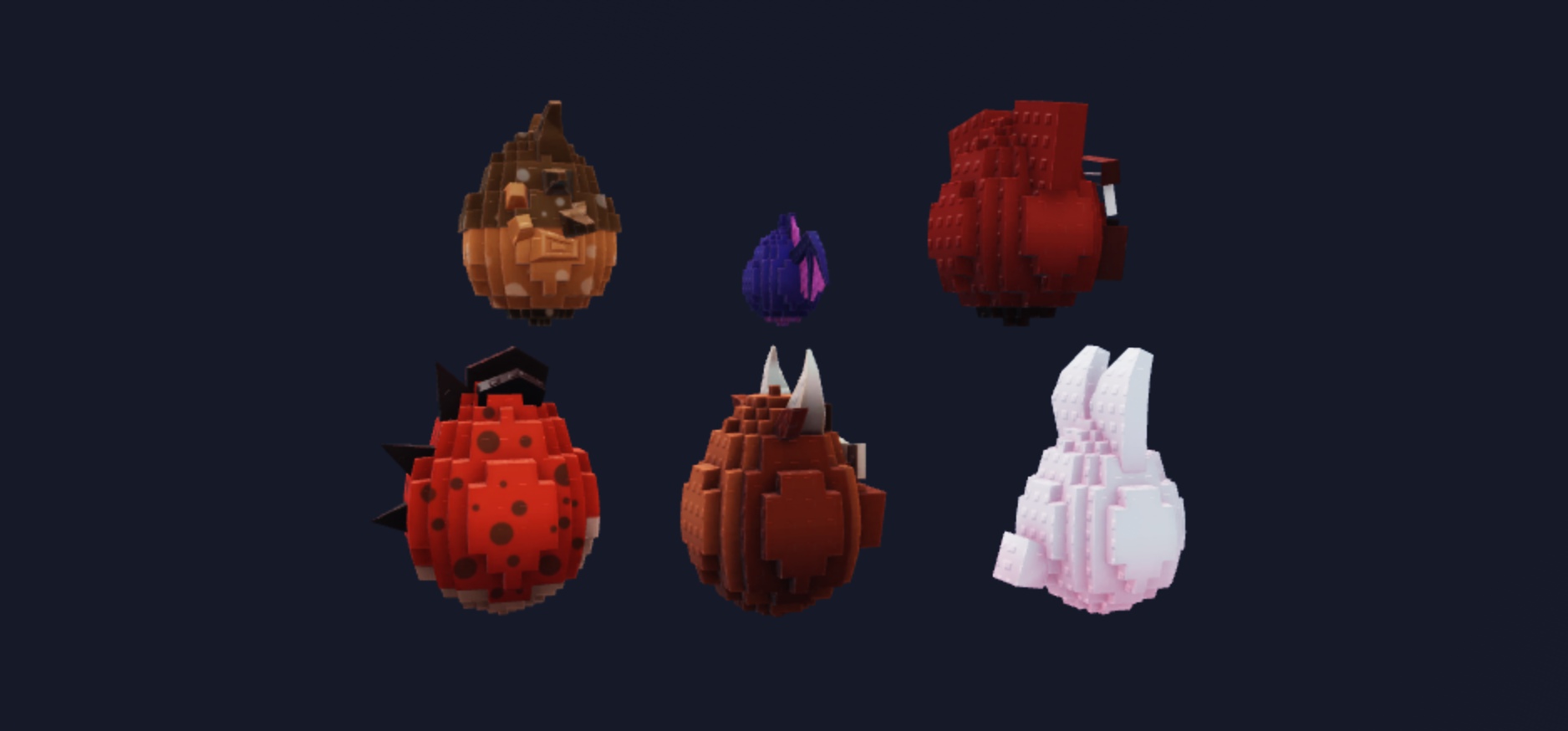 Egg Pack 2: selected models viewed from the front