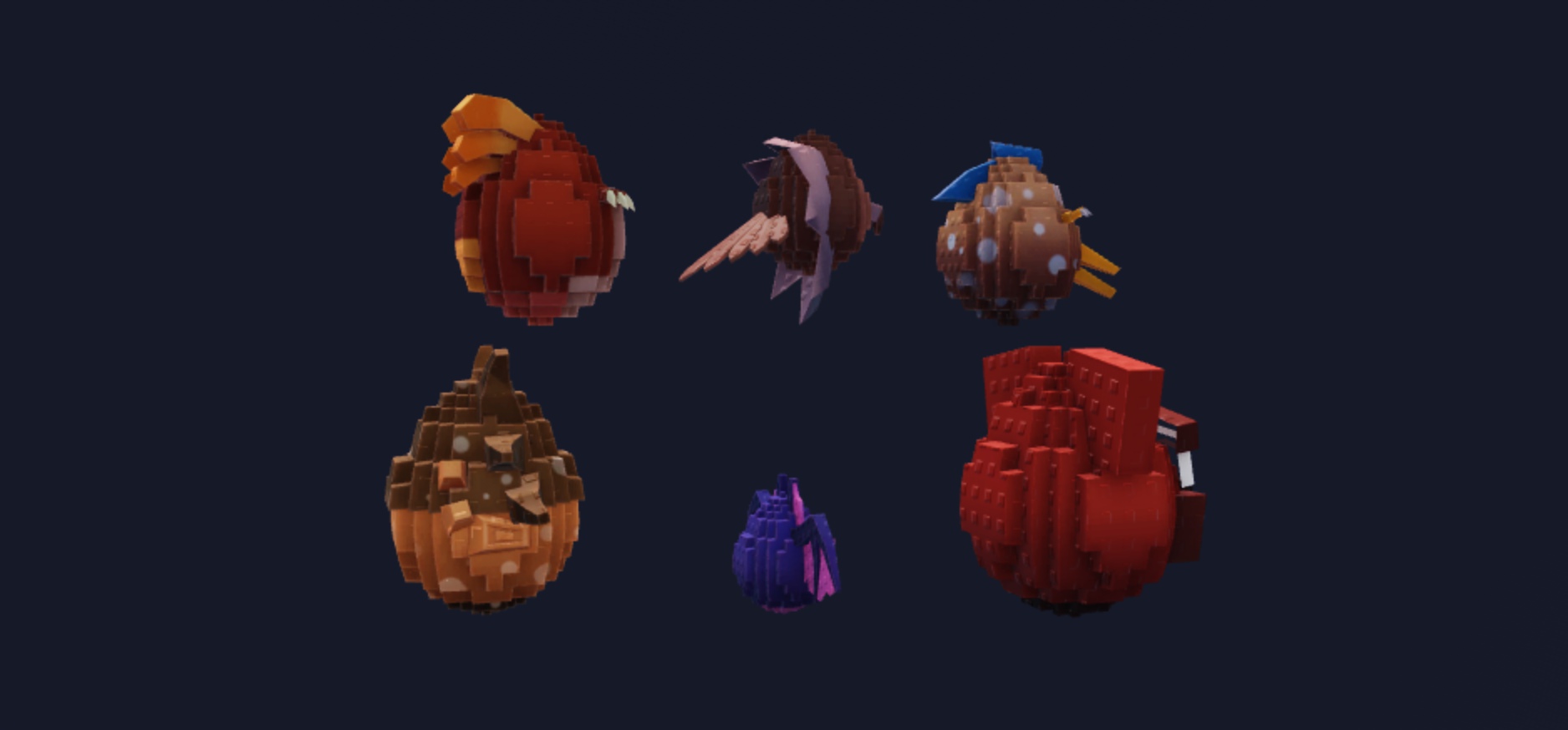 Egg Pack 3: selected models viewed from the front