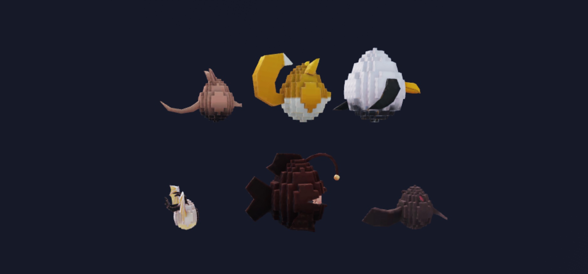 Egg Pack 4: selected models viewed from the front